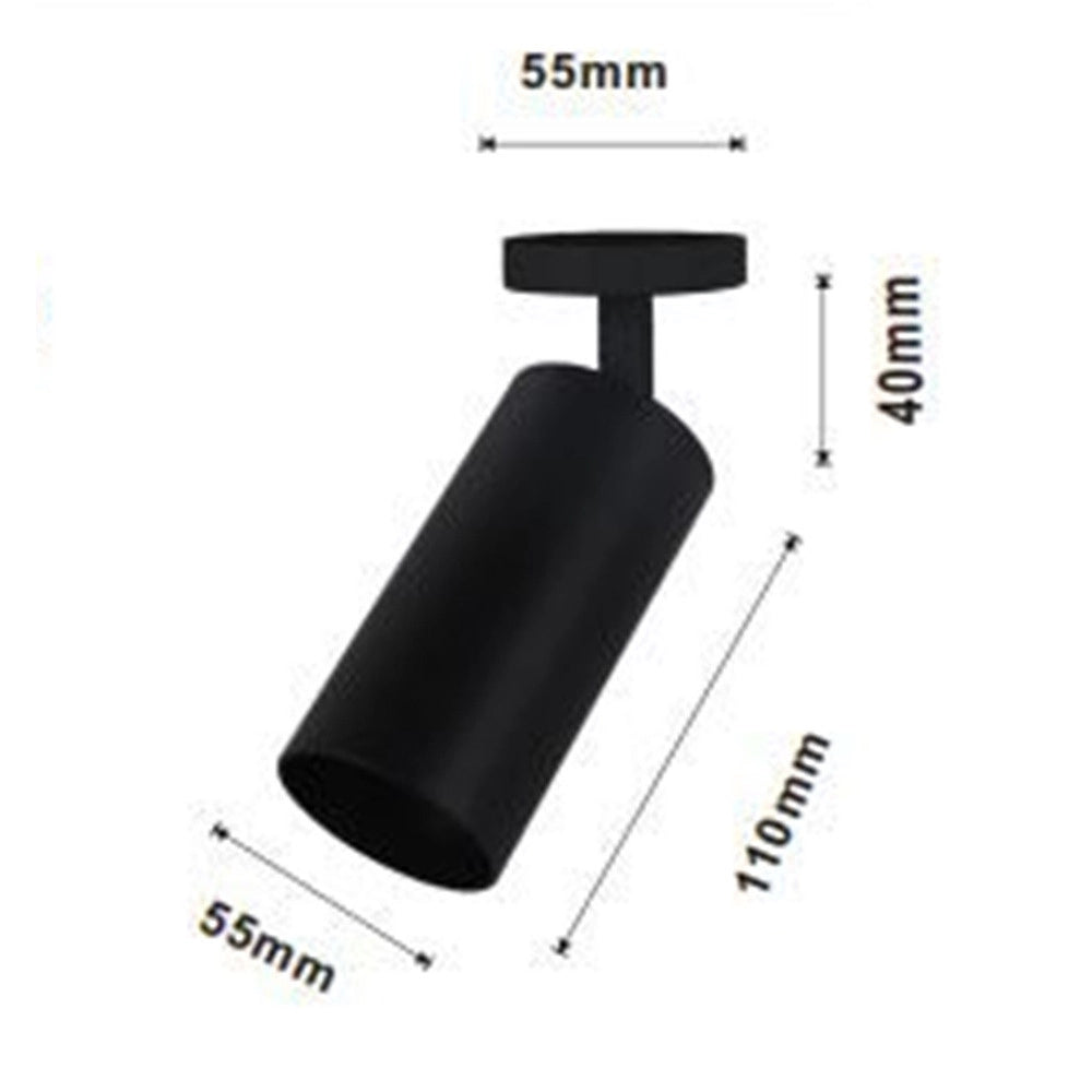 Trade Shop - Faretto Nero Attacco Gu10 Applique A Cilindro Soffitto Parete Per Interni Ip20 00700 -