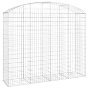 Cesto gabbione recinzione a gabbia muro di contenimento ad arco 200 x 50 x 160/180 cm ferro zincato argento 02_0040029