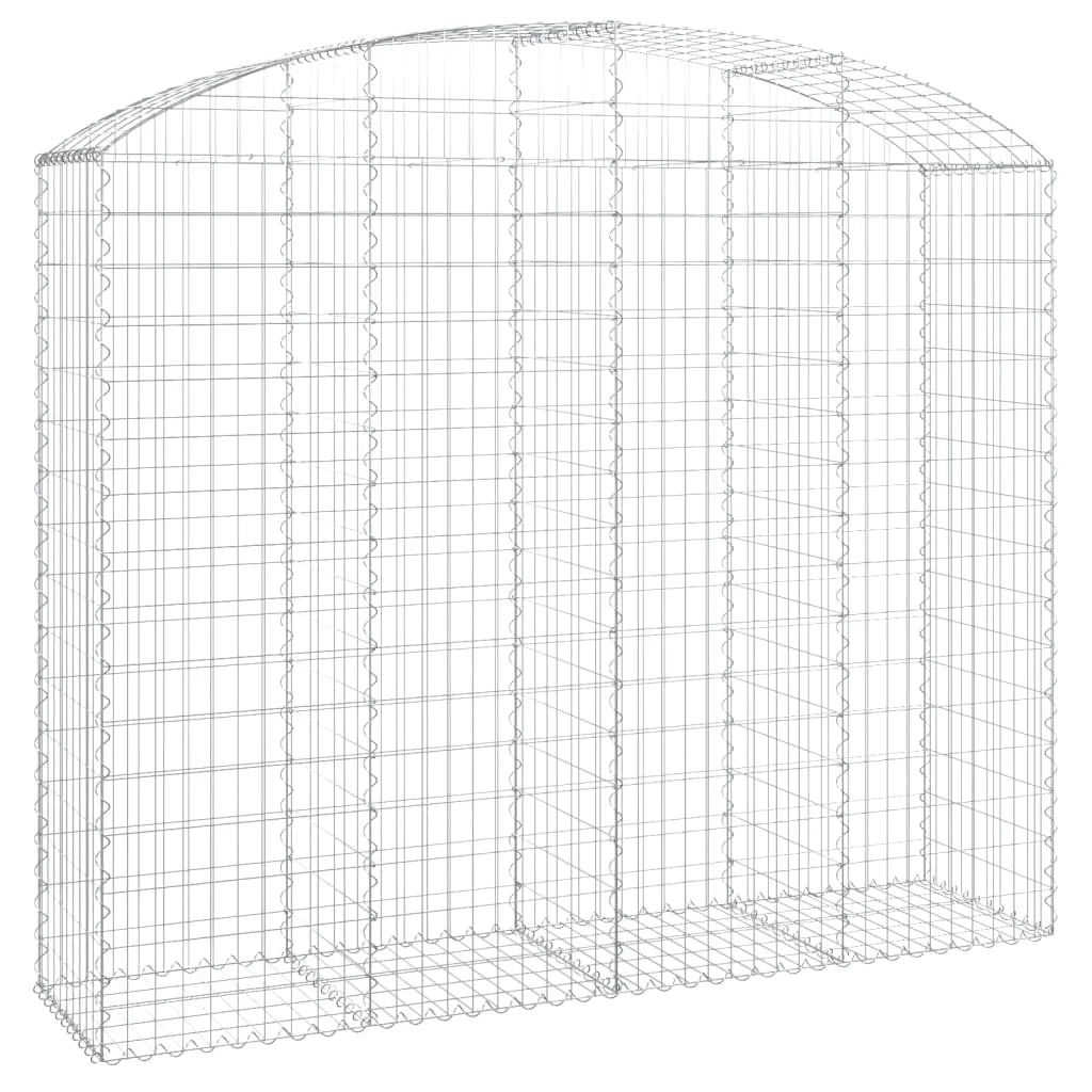 Cesto gabbione recinzione a gabbia muro di contenimento ad arco 200 x 50 x 160/180 cm ferro zincato argento 02_0040029