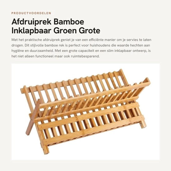 Afdruiprek grande capacità - Inclinabile - In bambù - 45 x 19 x 21 cm - Sicuro e salutare - Due livelli - Aria per asciugare
