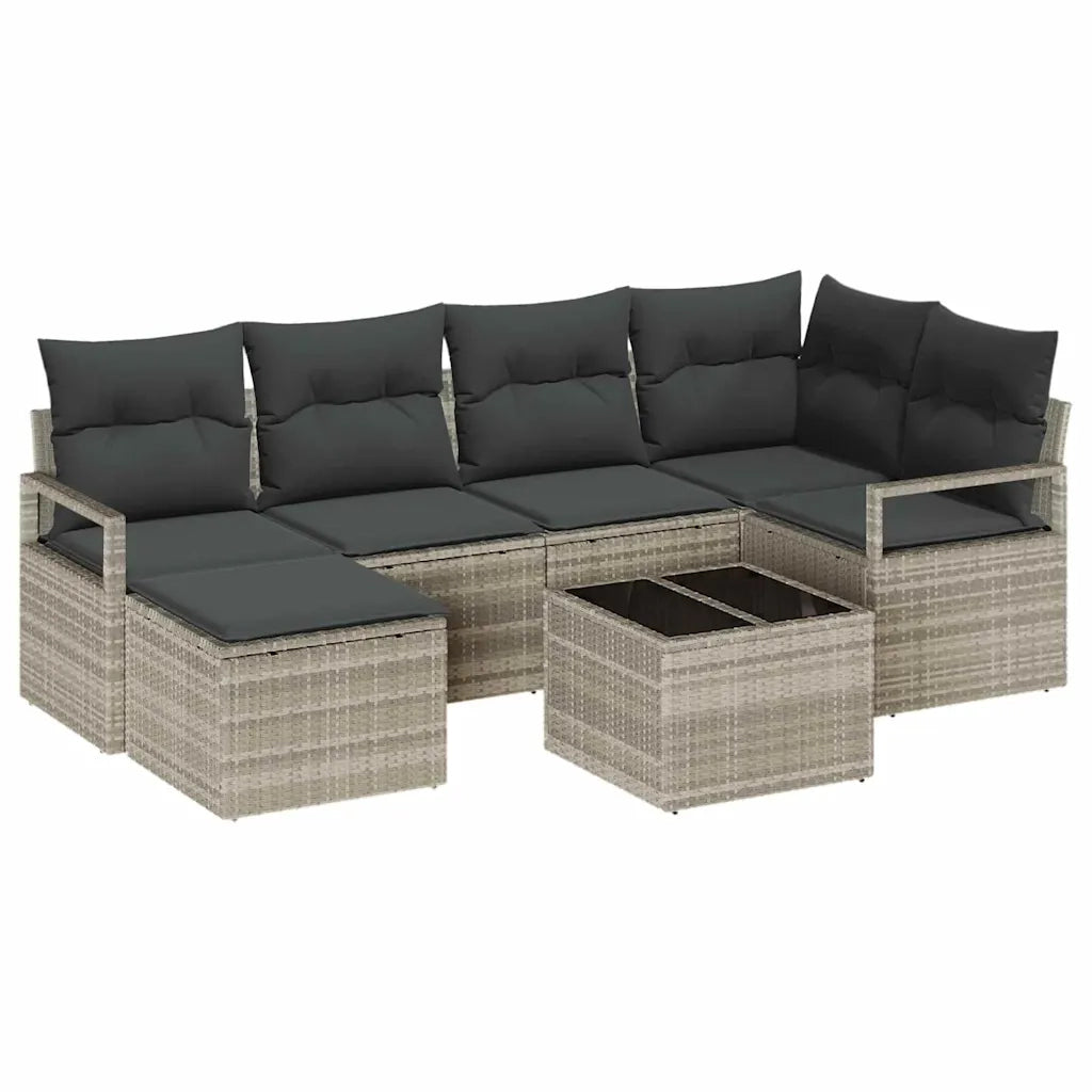 Set di divani 7 pcs Grigio chiaro polyrattan 3346462