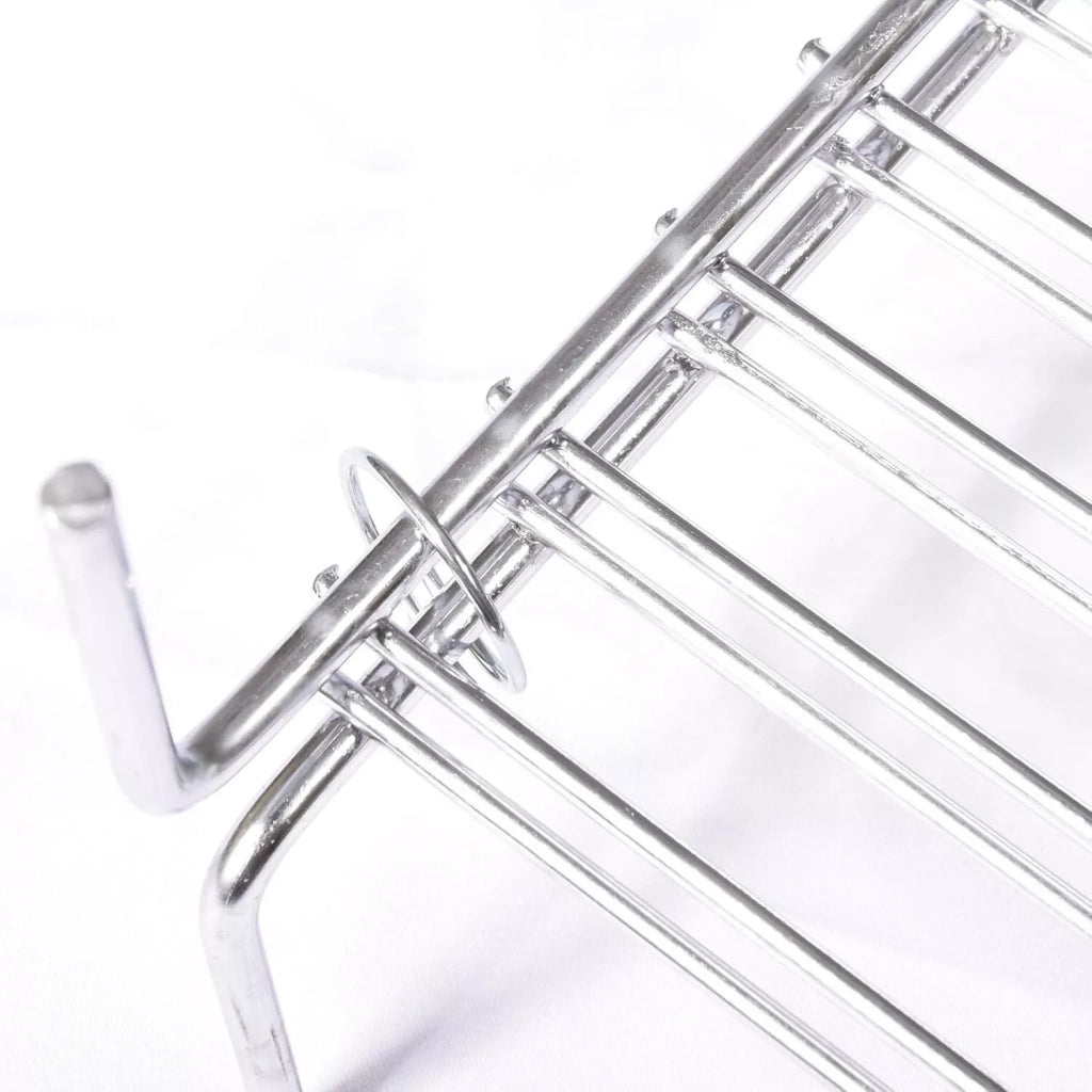 Griglia per Barbecue, Graticola in Acciaio cromato con Manico, Barre Verticali Lisce, Apribile e richiudibile 50x35cm 21 barre
