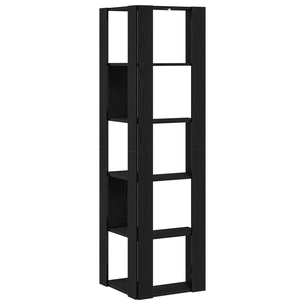 Scaffale angolare  a 5 ripiani in rovere nero 50x50x179 cm in legno ingegnerizzato