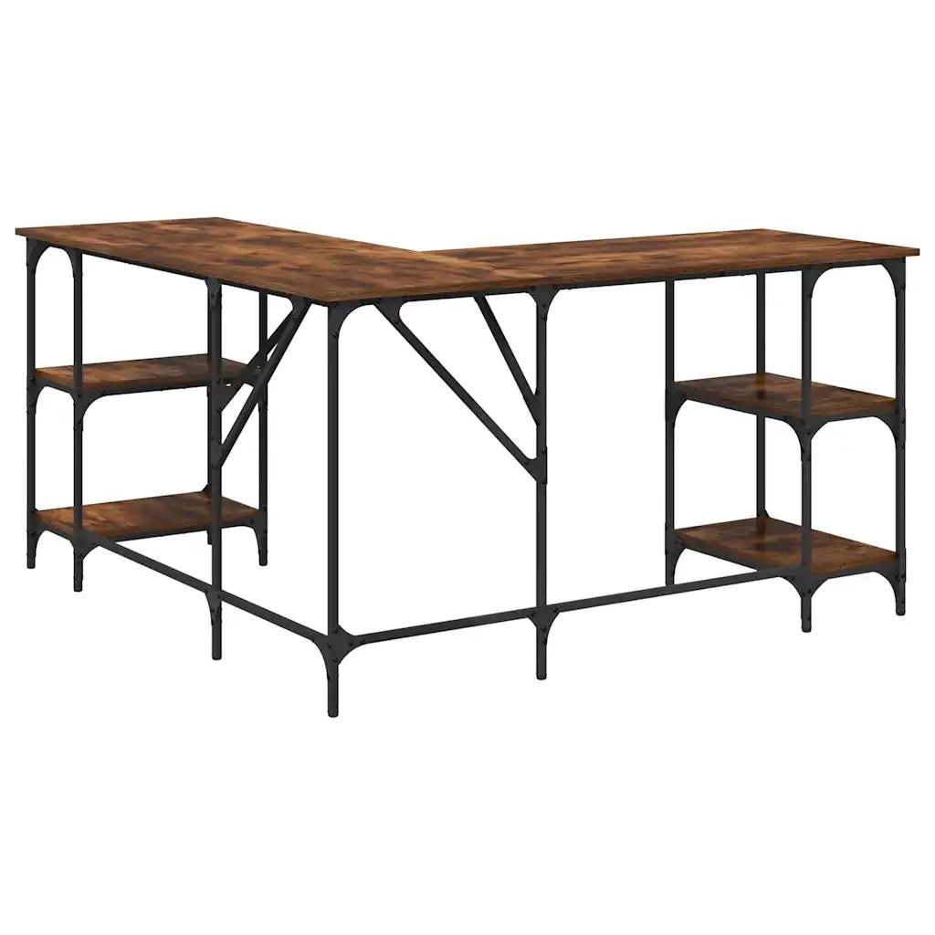 Scrivania Rovere Fumo 139x139x75 cm in Legno Multistrato 837594