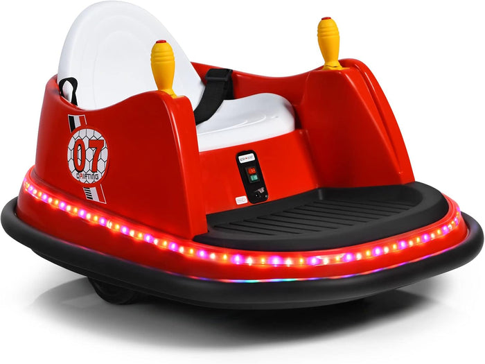 Veicolo Elettrico Macchina Elettrica Design Autoscontro per Bambini, Girevole a 360°, con Luci e Musica, con Telecomando, per Bambini 2-5 Anni (Rosso)