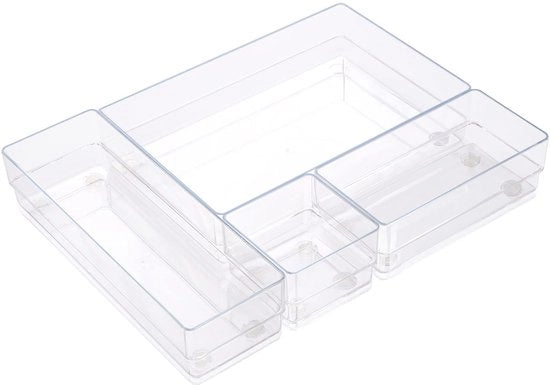 Organizzatori di carrello (4 trasparenti) con ganci antiscivolo per maggiore stabilità. Organizzatori di carrello assicurano una classificazione ordinata.