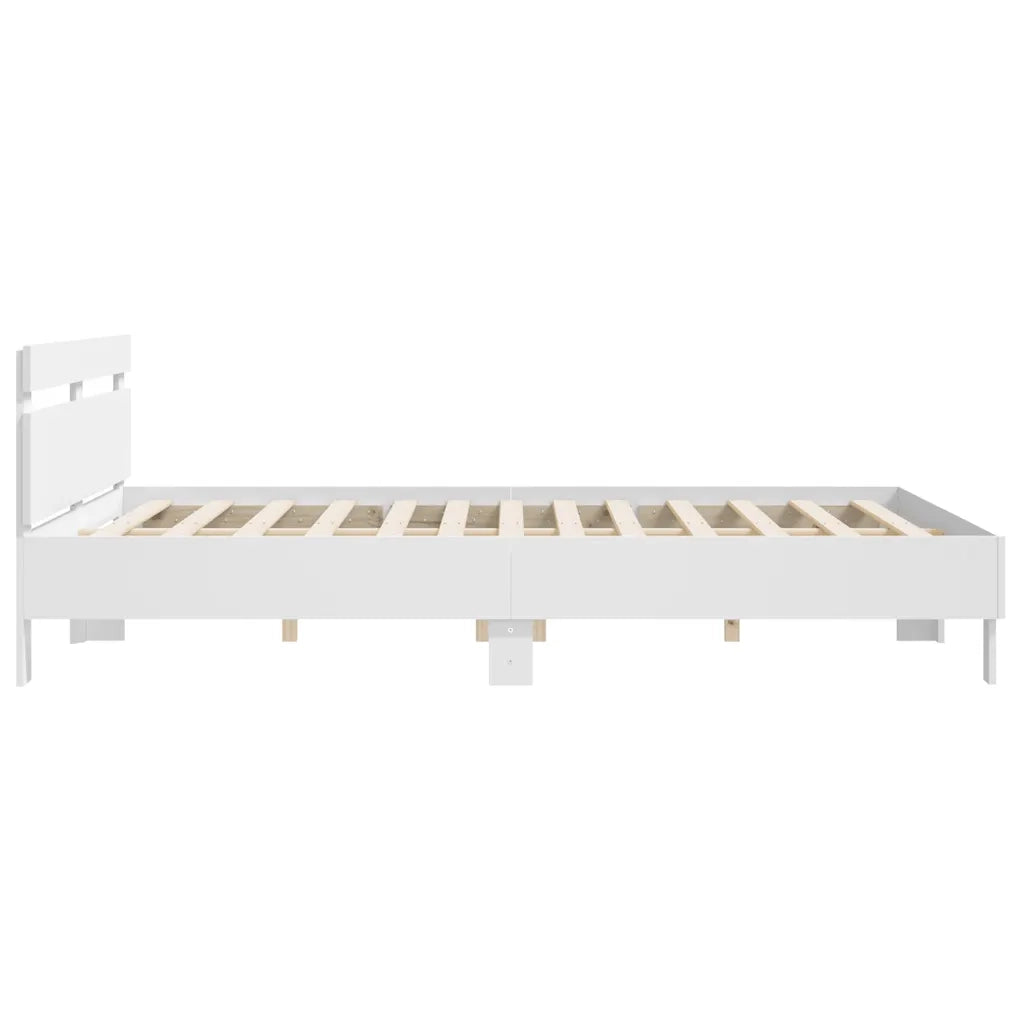 Letto matrimoniale | Letto per adulti | Giroletto con Testiera Bianco 180x200 cm in Legno Multistrato