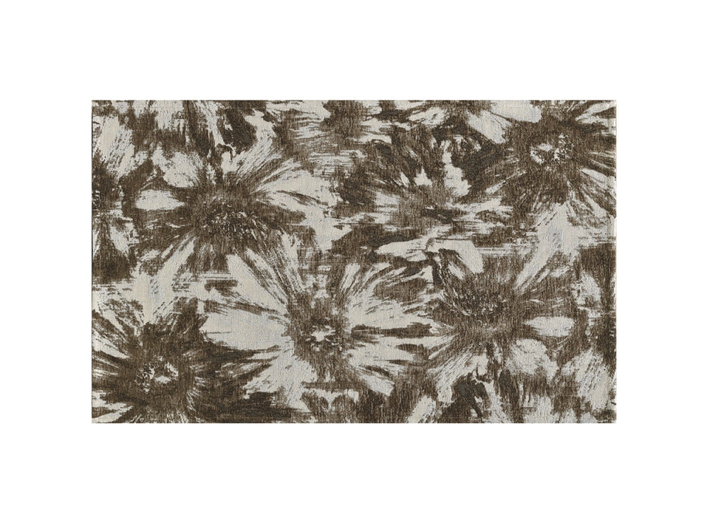 Tappeto Salotto Velour Antiscivolo Dis Fior Di Loto Colore Fango Suardi - 85x150 - Fango