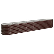 Aiuola ovale rialzata 260 x 40 x 36 cm impeccabile per uso esterno robusta realizzata in acciaio zincato marrone 02_0046561