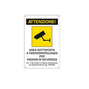 Cartello area videosorvegliata targa alluminio sottoposta videosorveglianza20x30