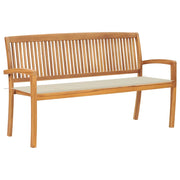 Panchina da Giardino Impilabile con Cuscino 159cm Teak Massello cod mxl 45625