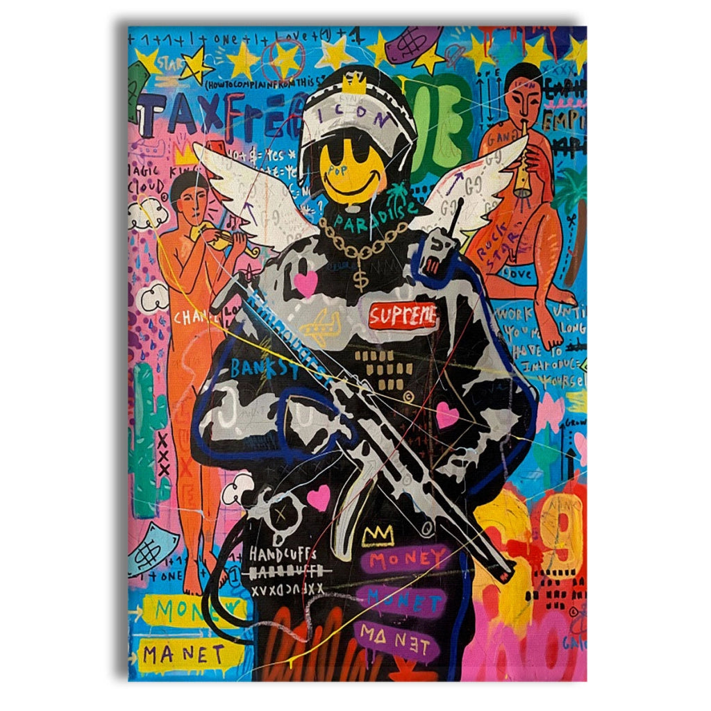 Street Soldier -  Quadro Canvas Contemporaneo su telaio in legno Misura: 50x70 cm