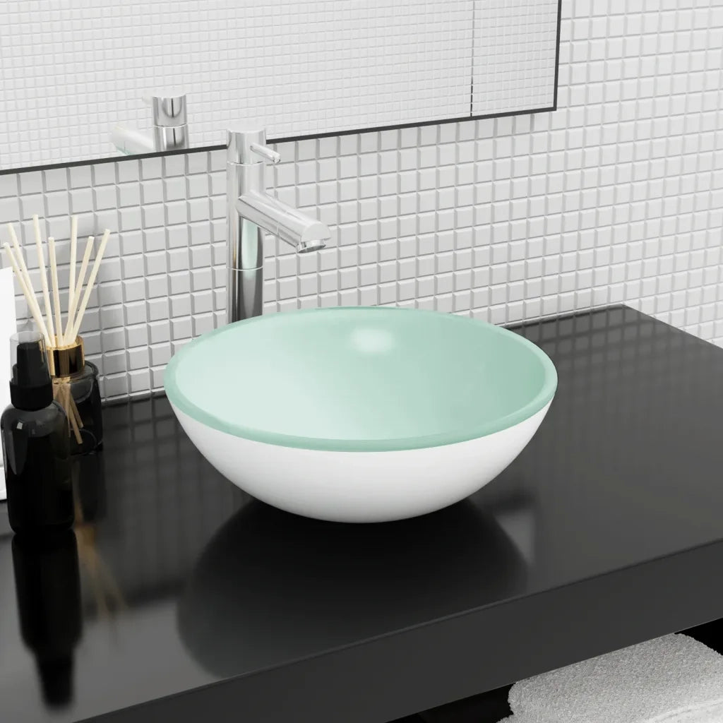 Lavandino in Vetro Temperato 35x12 cm Bianco CFW7041593