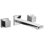 Rubinetto Miscelatore per lavabo a parete in ottone argentato 3 fori per rubinetti doppia leva
