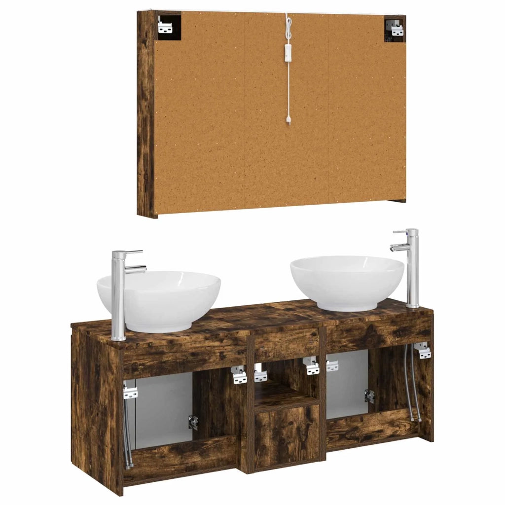 Set di Armadi da Bagno 4 pcs Rovere Fumo Legno ingegnerizzato 3406507