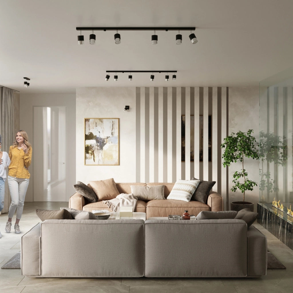 Faretto soffitto nero/cromo doppio barra 2xGU10 Pure Lume