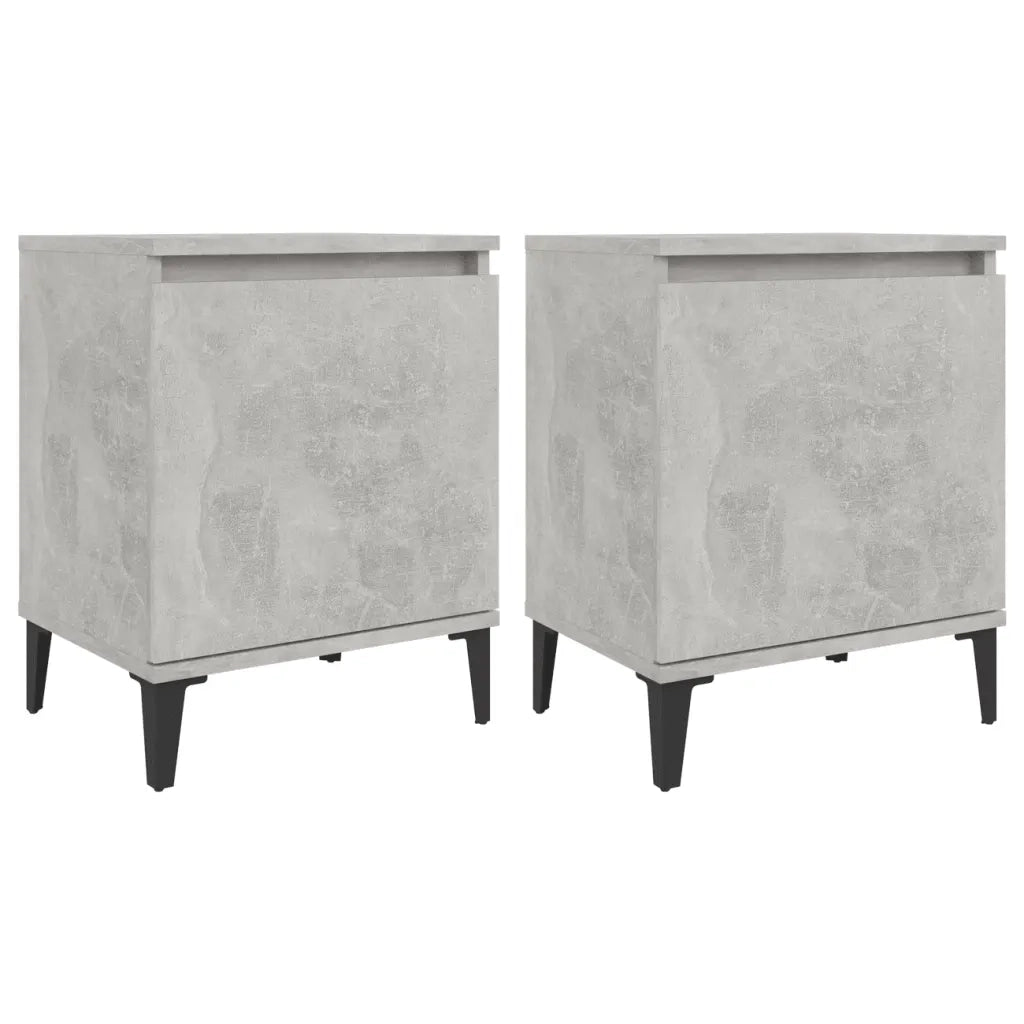 Comodini con Gambe in Metallo Grigio Cemento 40x30x50 cm 805842