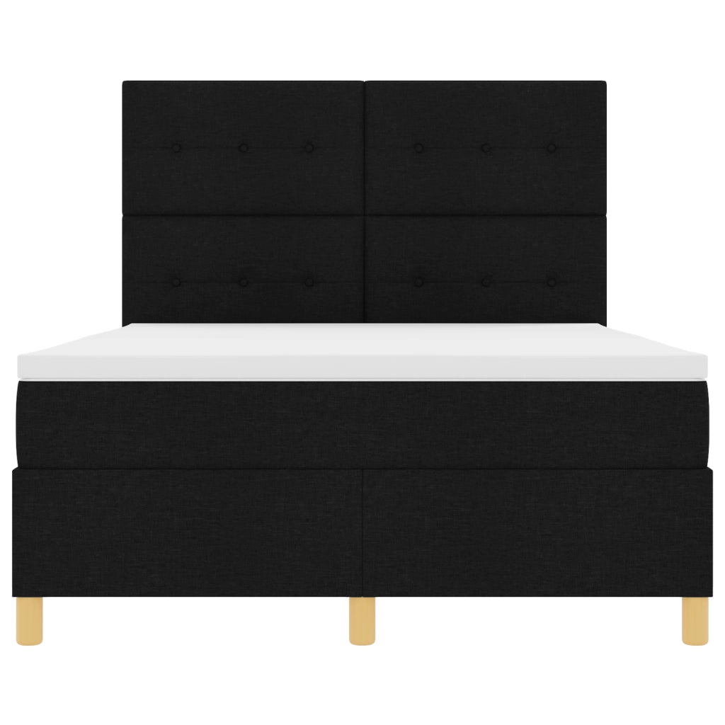 Letto con Box Spring e Materasso Nero 140x200 cm Tessuto