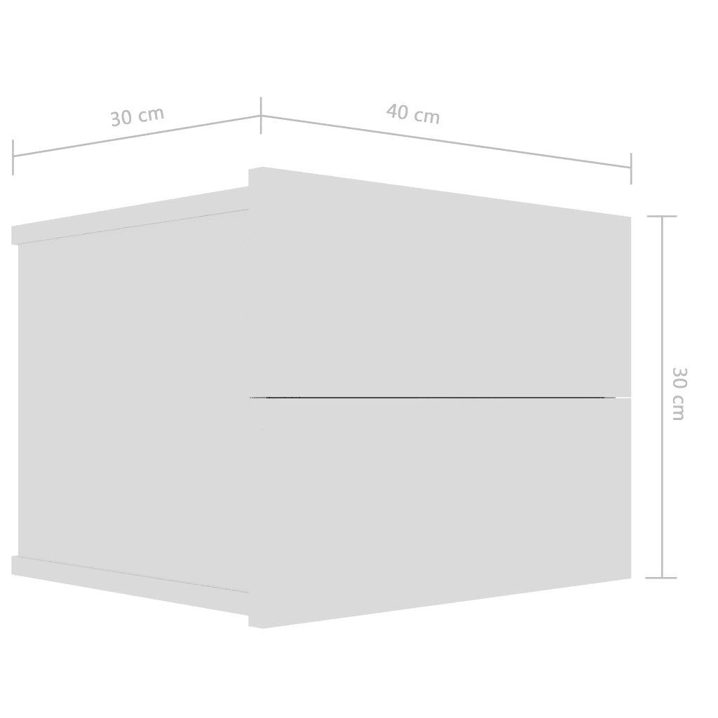 Set di 2 Comodini | Armadio da Notte | Mobiletto da notte Bianchi 40x30x30 cm in Legno Multistrato