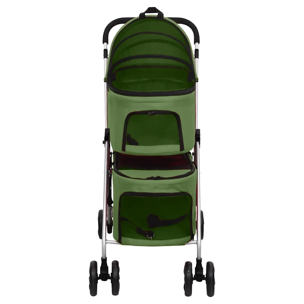 Passeggino Cani Pieghevole 2 Livelli Verde 83x48x97cm Tessuto 172207