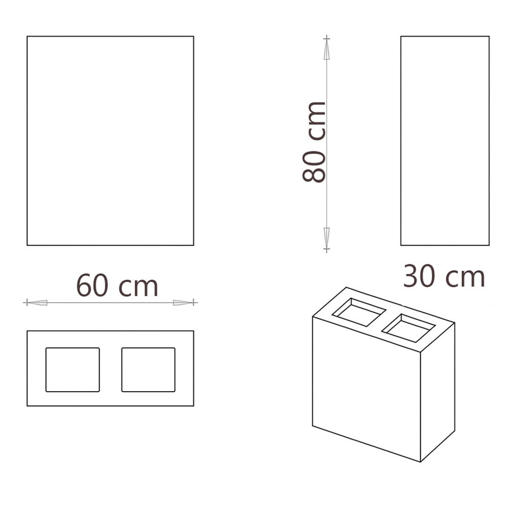 Pattumiera per Raccolta Differenziata 2 Scomparti Capacità 120 lt 60x30x80 cm in Acciaio Corten