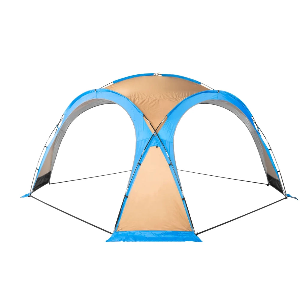 Gazebo da campeggio resistente ai raggi UV con zanzariera fibra di vetro PP tessuto Oxford blu-marrone 14_0010137