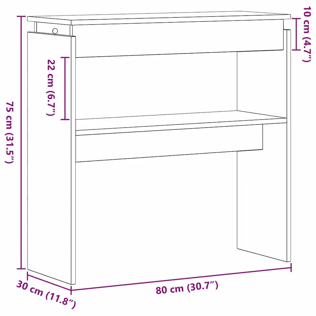 Tavolo consolle Rovere Nero 80 x 30 x 80 cm Legno multistrato 862661