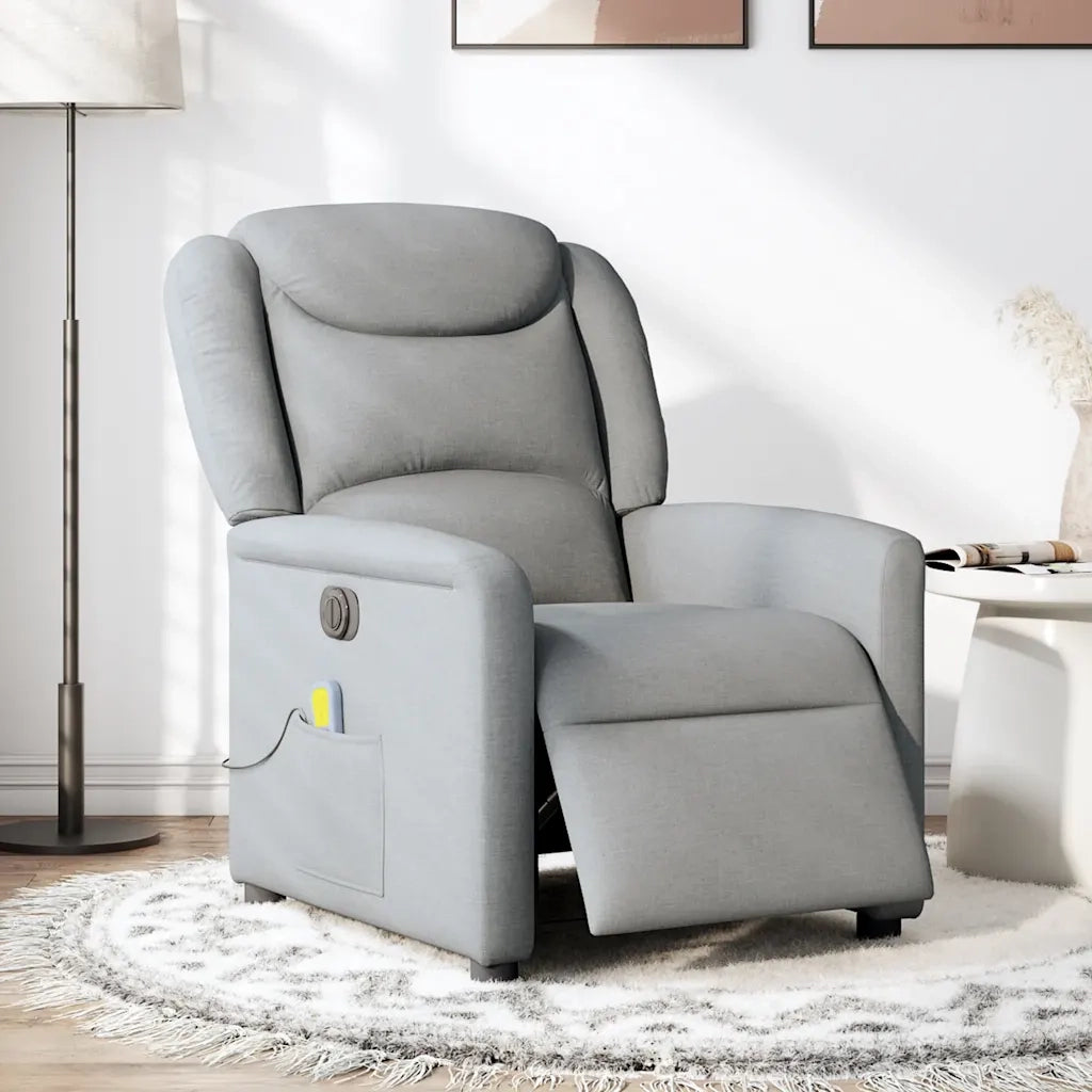 Divano Sedia-Poltrona Reclinabile Massaggio Elettrica Grigio Chiaro Tessuto 959513