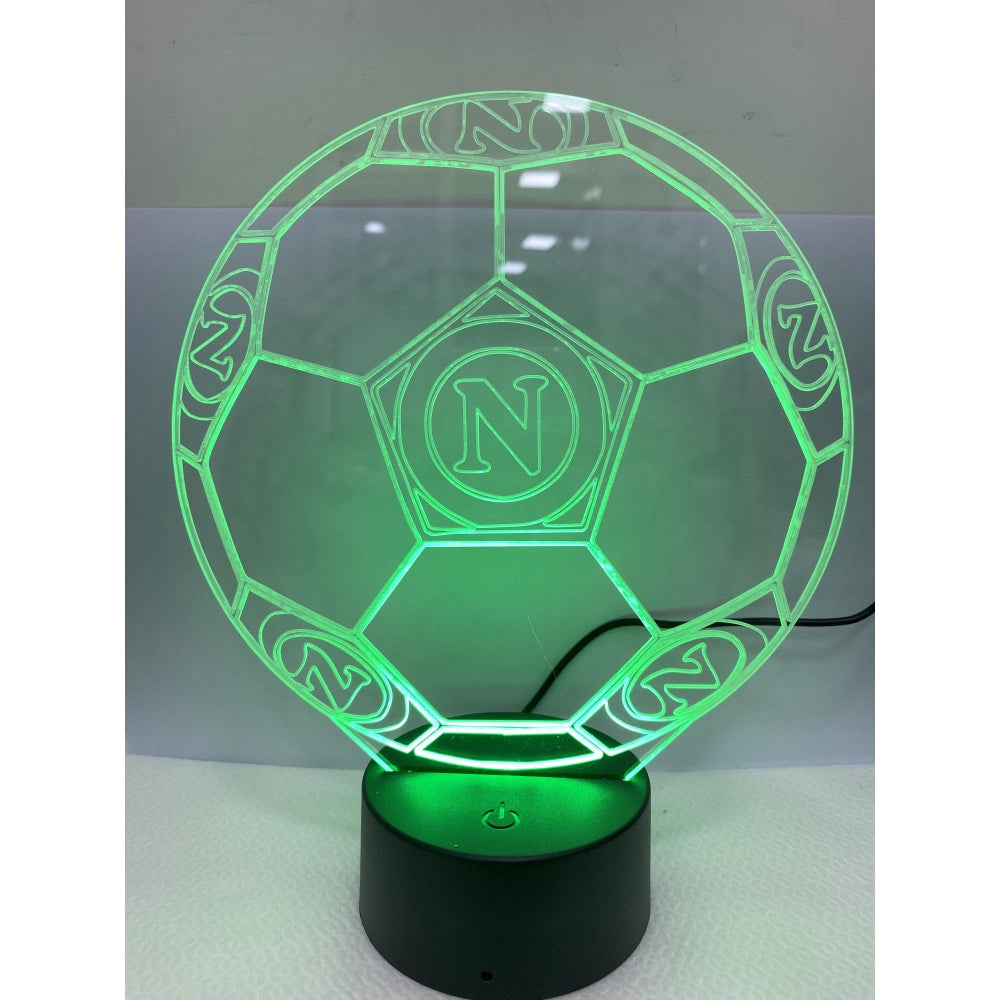 Trade Shop - Lampada Da Tavolo A Batterie Usb Pallone Calcio Con Stemma Logo Napoli Calcio -