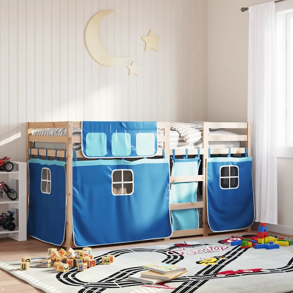 Letto a Castello senza Materasso Blu 90x200cm Massello Pino 3283893