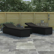 Lettini da giardino con cuscino 3 pcs Nero Poly Rattan 46223