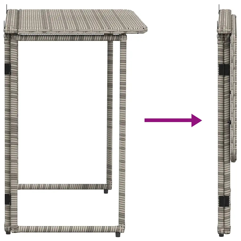 Tavolo da Giardino | Tavolino da esterno Pieghevole Grigio 90x51x75 cm in Polyrattan