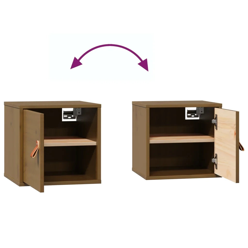 Pensili 2pz Marrone Ambra31,5x30x30cm in Legno Massello di Pino 818362