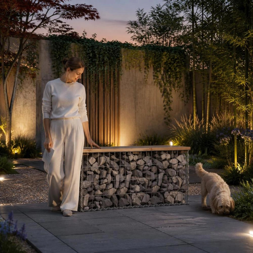 Garden Bench Made Of Gabions, 103x31.5x42 Cm, Solid Pine Wood