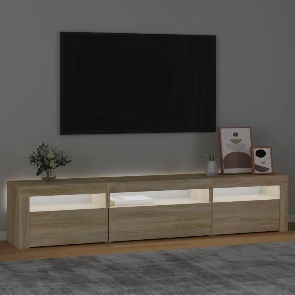 Mobile Porta TV con Luci LED Rovere Sonoma 195x35x40 cm cod mxl 11624