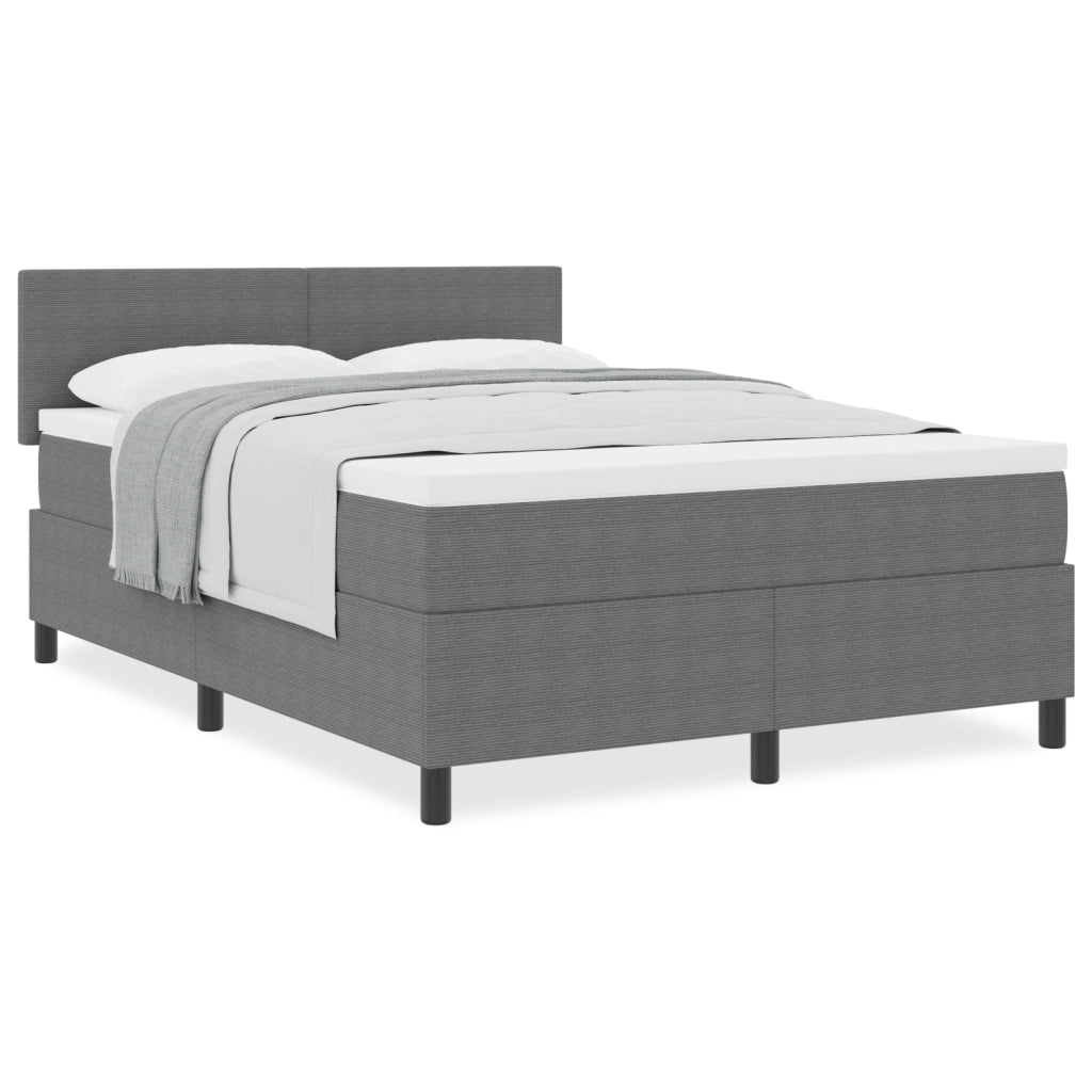 Letto con Box Spring e Materasso Grigio Chiaro 140x200 cm Tessuto a Costine