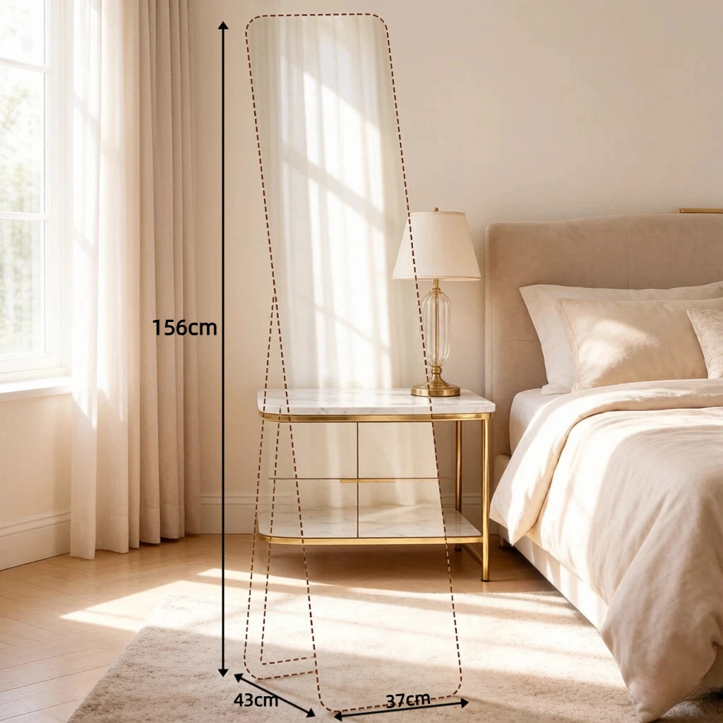 SPECCHIO DA TERRA Rettangolare 156x37 cm Noce