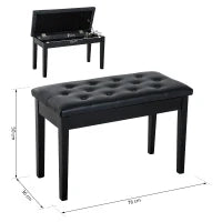 Sgabello Pianoforte Professionale con Vano Portaoggetti Finta Pelle, Legno 76 x 36 x 50cm Nero Sgabello Panchetta Panchina Sedia per Pianoforte con vano portaoggetti