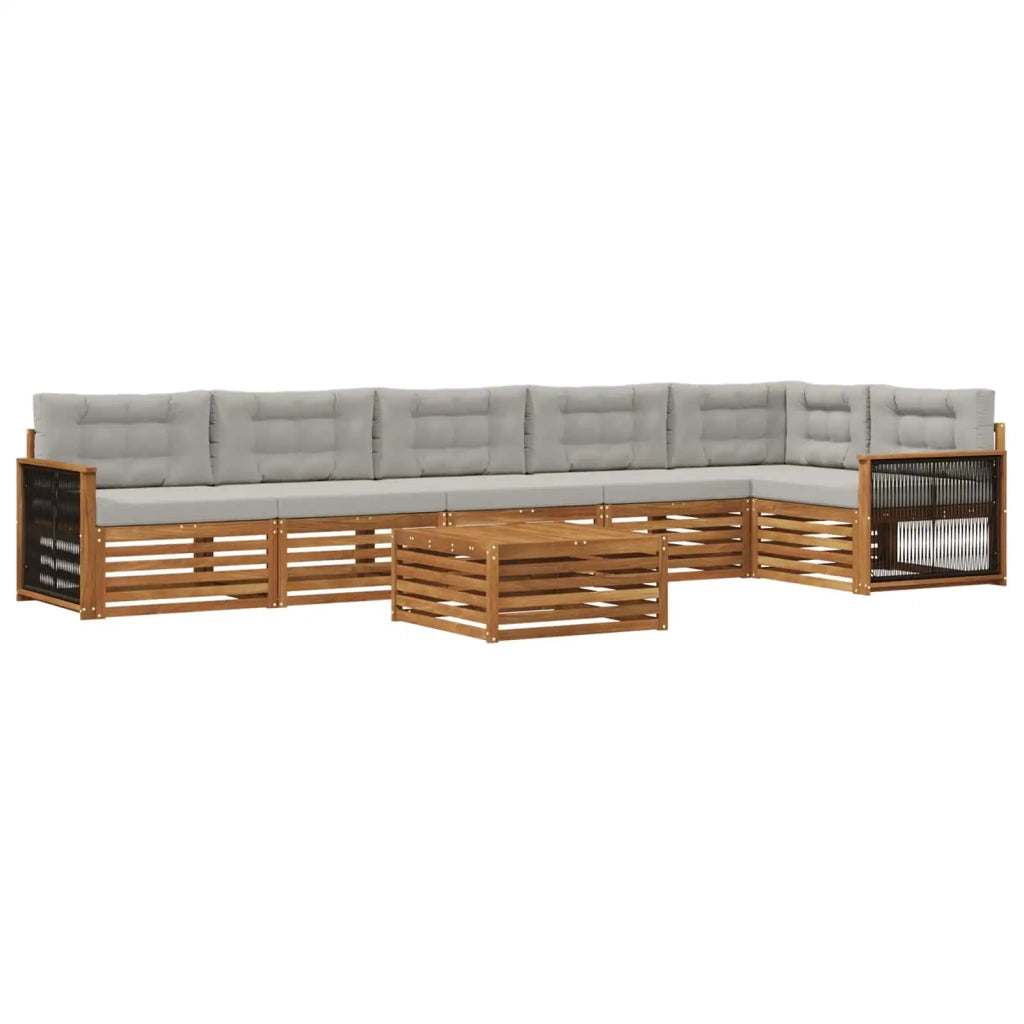 Set di divani da esterno 7 pz Naturale e Grigio Chiaro 3383444
