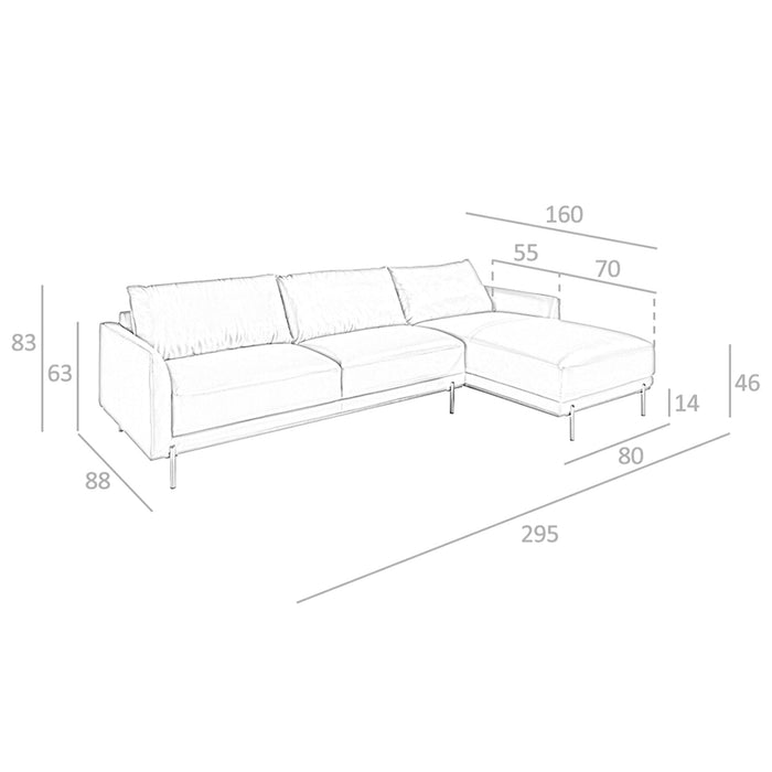 Divano chaise longue destro in pelle nera