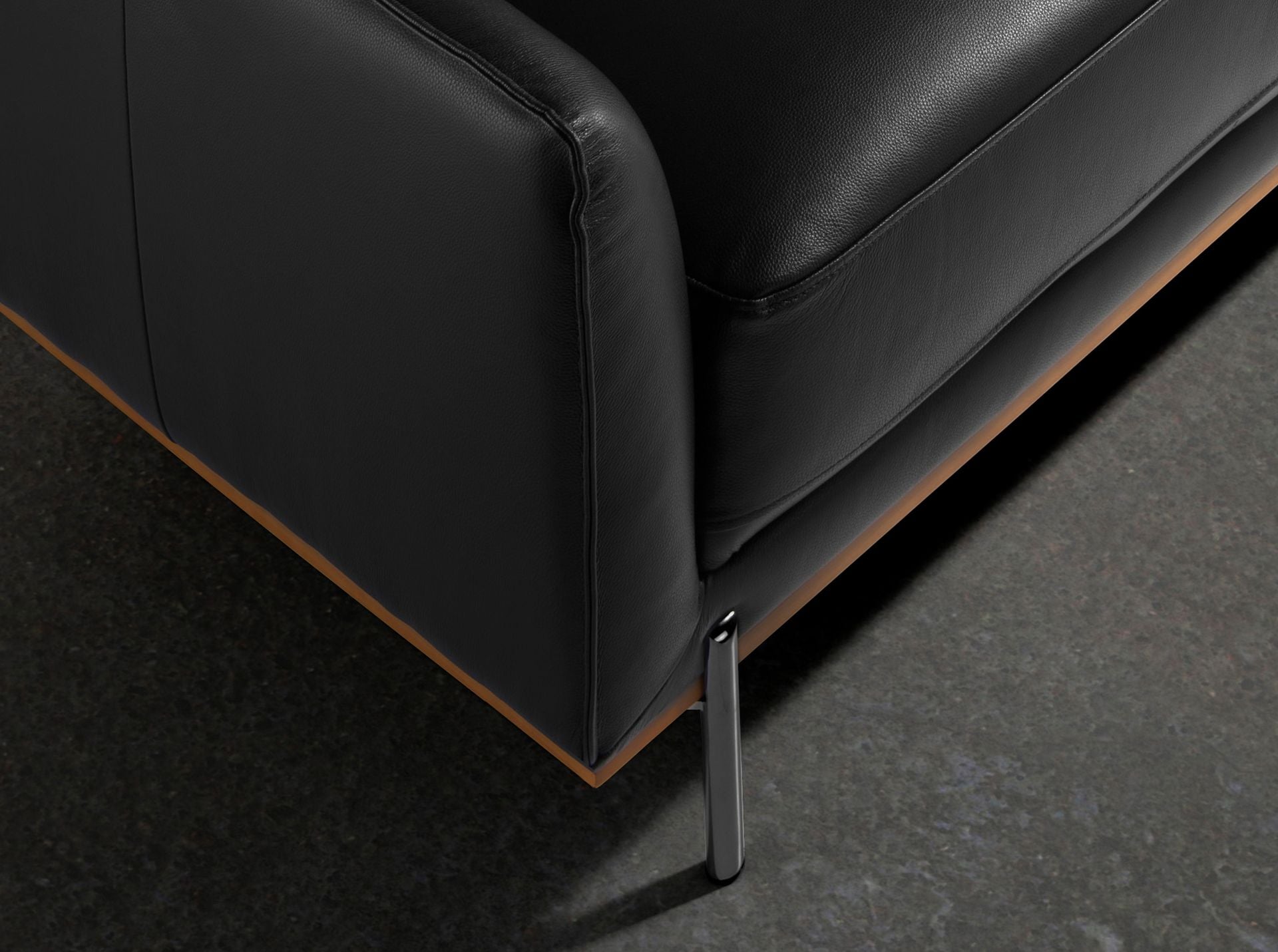 Divano chaise longue destro in pelle nera