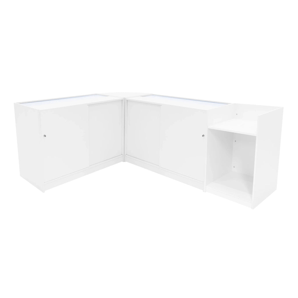 Set Banconi Negozi Bianco Phoenix LED C1200 CM60 TB60 con Serrature e Vetrina