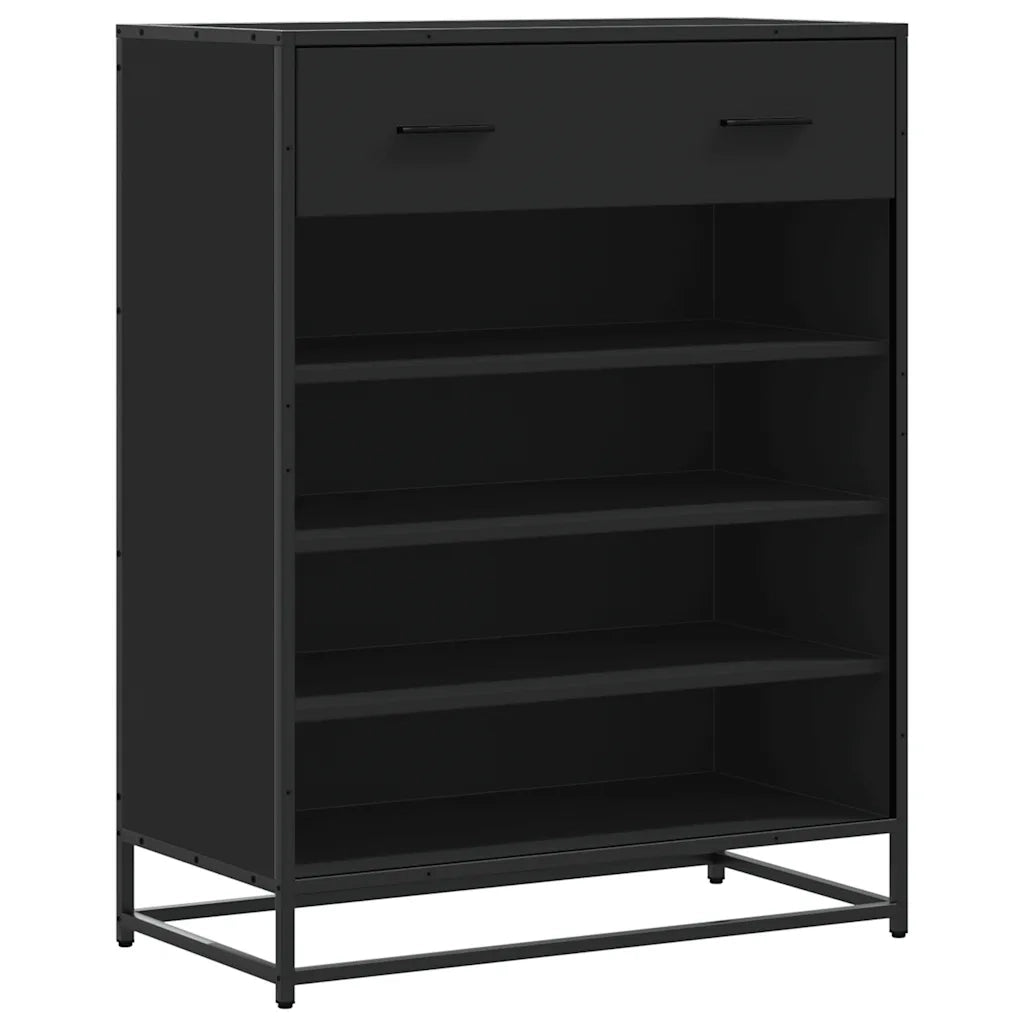 Scarpiera Nera 75x38x97,5 cm in Truciolato e Metallo
