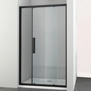 Ogomondo porta scorrevole slide 2 due ante black profilo nero cristallo 6 mm *** misure 96-100xh195 cm, confezione 1