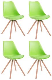 Set di 4 sedie Toulouse in ecopelle rotonde verde,natura
