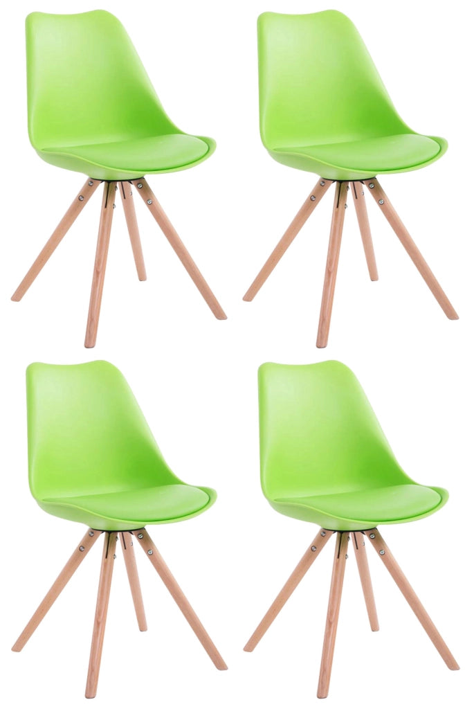 Set di 4 sedie Toulouse in ecopelle rotonde verde,natura