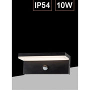 Trade Shop - Applique Esterno 10w Con Sensore Pir Di Movimento Da Parete Giardino Ip54 Bs82-n - -bianco Caldo      -