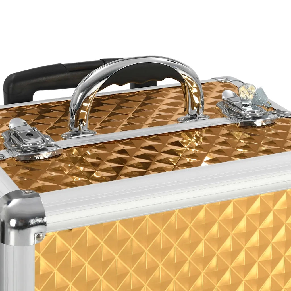 Valigia Trolley per Cosmetici 35x29x45 cm Oro in Alluminio 91827