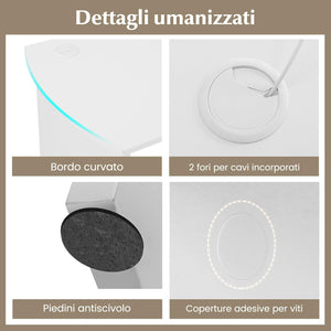 Scrivania Angolare per Computer con Ripiani, Scrivania Porta PC in Legno, Scrivania Salvaspazio e Moderna per Ufficio e Studio, 130 x 130 x 72,5 cm (Bianco)