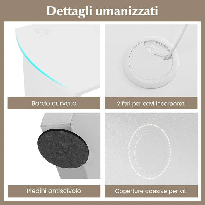 Scrivania Angolare per Computer con Ripiani, Scrivania Porta PC in Legno, Scrivania Salvaspazio e Moderna per Ufficio e Studio, 130 x 130 x 72,5 cm (Bianco)